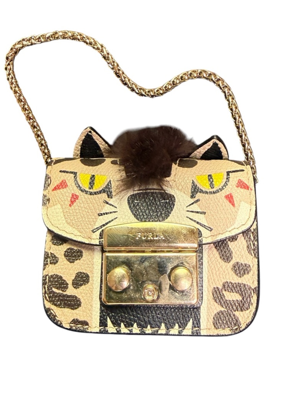 Furla Metropolis Micro Leopard Cat Bag - Limited Edition Animalia Charm